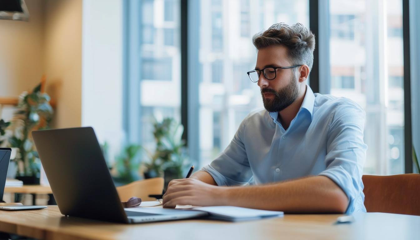 business man learning with laptop-1